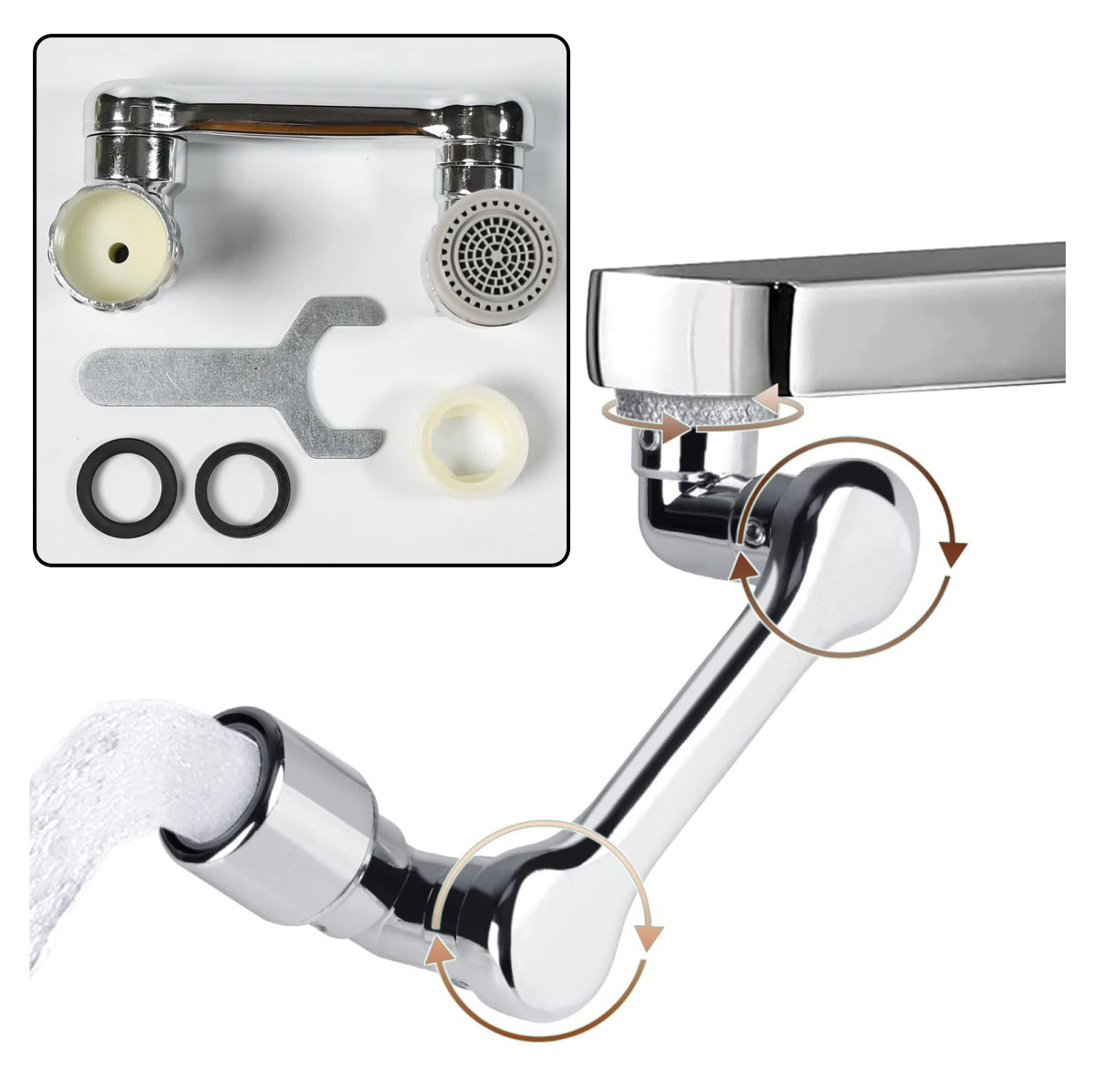 Miniatura 2 de Grifo Giratorio 1080° Ahorra Agua Cocina